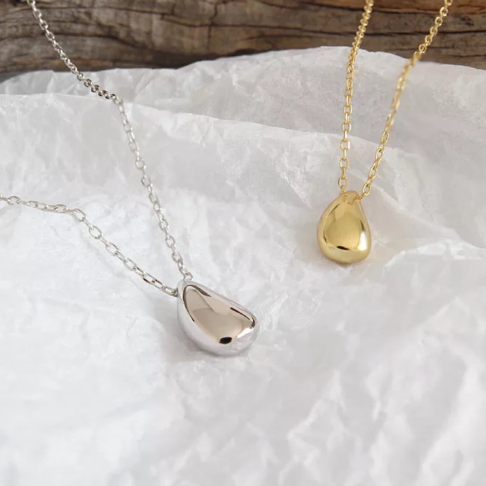 NEW 18” GOLD WATER DROP 925 STERLING SILVER NECKLACE,NICE NECKLACE,CUTE NECKLACE - Picture 4 of 4